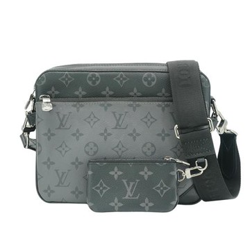二手品 Louis Vuitton Trio 字花帆布三合一斜背郵差包(M69443-黑灰)