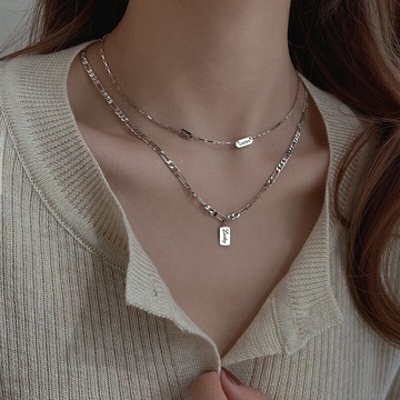 S925銀雙層毛衣鏈女2021年新款潮ins小眾設計感輕奢疊戴衛衣項鏈