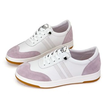 Robinlo 真皮輕甜粉彩厚底小白鞋休閒鞋 SOPHY 莓果粉 / 可可卡其