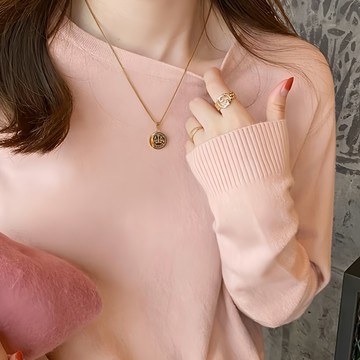 BUY LOVE 買到戀愛 薄款圓領長袖打底衫 棉+聚酯纖維  F  粉色