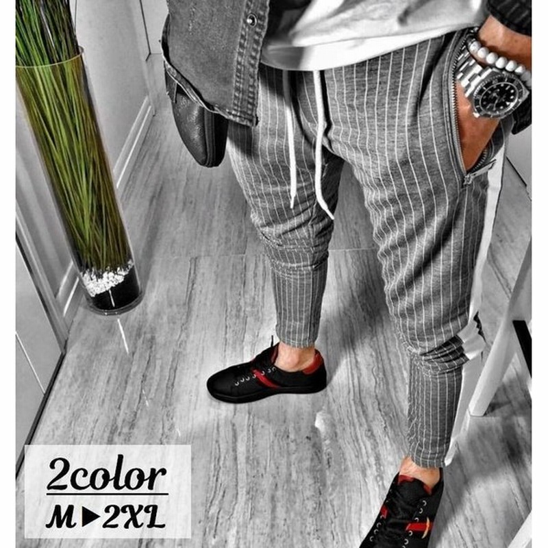 スリムパンツ スキニーパンツ 9分丈 アンクルパンツ ロングパンツ 長ズボン ストライプ メンズ ボトムス ポケット付き 細め 細い サイドライン カ 通販 Lineポイント最大0 5 Get Lineショッピング