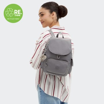 『猴子包』太空灰拉鍊掀蓋後背包-CITY PACK S