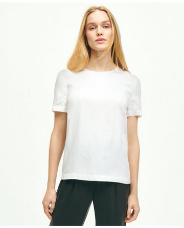 Brooks Brothers Women's Soft Icons Short-Sleeve Blouse | White | Size 4