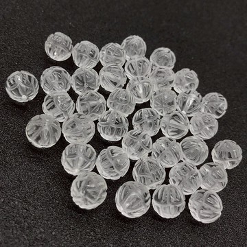 天然白水晶圓珠雕刻蓮花散珠子 diy手工串珠佛教配飾耳環項鏈發簪