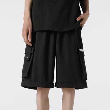 日系工裝短褲男夏季潮牌休閑五分褲直筒寬松高街vibe褲子闊腿中褲