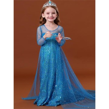 艾沙秋冬兒童服裝女童愛莎公主裙衣服愛沙裙子拖地連衣裙艾莎禮服