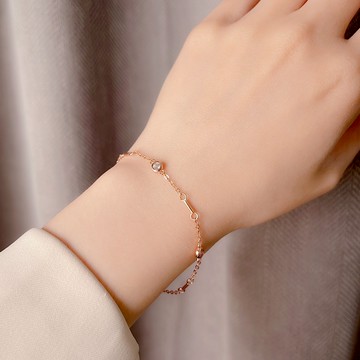 [全純銀.手鍊]雙點微光細手鍊 (銀色/玫瑰金色)【UME】S925純銀 洗澡可戴 S925純銀手鏈