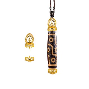 S925純銀吊墜空托鑲嵌藏族三六九眼天珠桶珠配件瑪瑙項墜空托男女