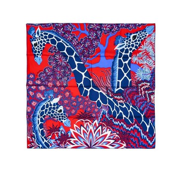 Hermes The Three Graces 長頸鹿圖驣圖驣絲巾方巾-90cm(紅白藍)