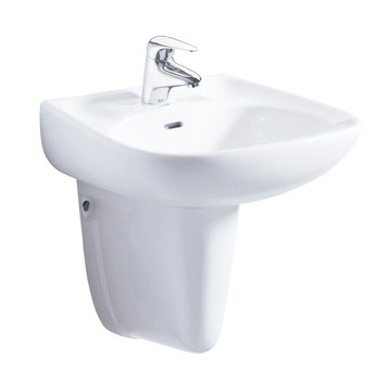 Derek單孔面盆短柱白色(不附水龍頭)/L139-1+F420