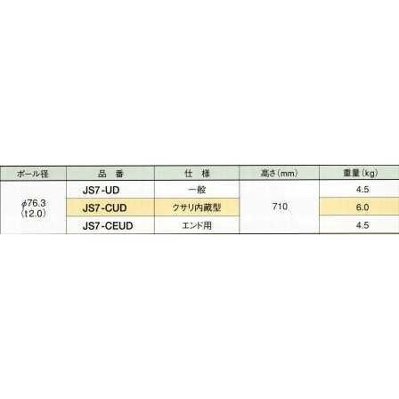 エクセレントバリカー ステンレス製 ノーマルタイプ 固定式 クサリ内蔵型(クサリΦ5×2ｍ） JS7CUD 柱径Φ76.3 LINEショッピング