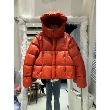 可拆卸兩穿黑金亮面短款羽絨服女冬2024加厚面包服白鴨絨馬甲外套