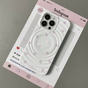 Magsafe手機殼 滿屏粉紫星星適用iPhone16plus手機殼蘋果17promax防摔15軟殼14磁吸殼11保護殼