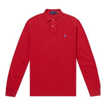 Polo Ralph Lauren RL 熱銷刺繡小馬長袖POLO衫-紅色
