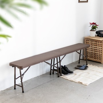 AMOS 仿藤三人坐戶外露營長椅 W183 x D28 x H44 cm 免工具快速折疊  棕色