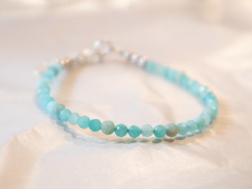 天河石 九月 誕生石 925 SILVER 切面 天河石 3mm- 細緻手鏈