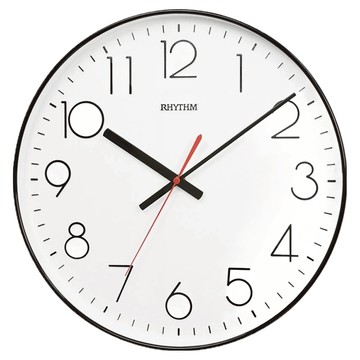 RHYTHM 日本麗聲時計 經典工業風超靜音百搭居家掛鐘 36cm  黑色