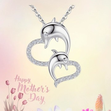 【Giumka】925純銀項鍊．母女情．海豚｜客製刻字