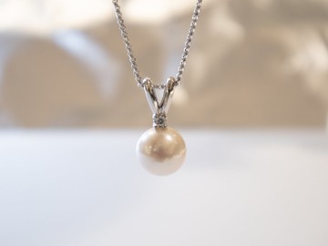 925純銀正圓11.5-12mm天然淡水珍珠免仔耳閃石-吊墜項鍊