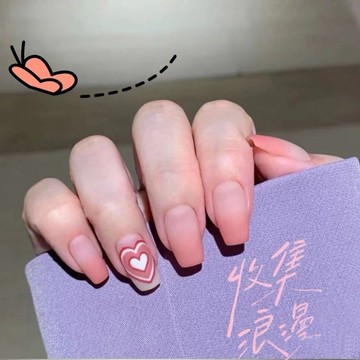 🎀台灣出貨🎀ins磨砂漸變甜酷愛心新款穿戴甲甲片成品美甲假指甲貼片防水顯白