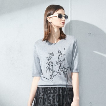 CLL巧玲瓏 意境線條短袖針織上衣 3338825