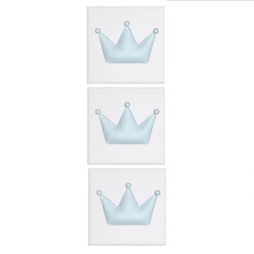 Vanibaby - 可裁切3D立體防撞壁貼-超值3入組-白底藍王冠