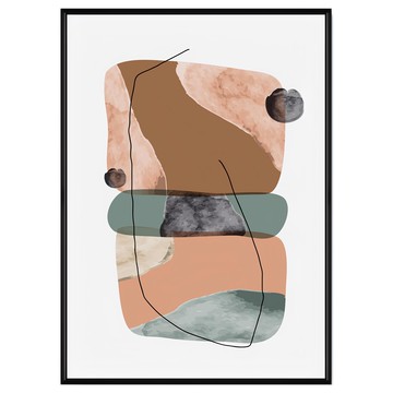 菠蘿選畫所 幾何堆石III掛畫 59.4 x 42cm 畫框 北歐風  黑色