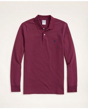 Brooks Brothers Men's Golden Fleece Stretch Supima Long-Sleeve Polo Shirt | Red | Size Large