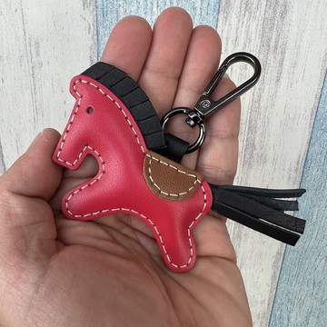 療癒小物 紅皮 小馬 純手工縫製 手工皮革 鑰匙扣 小尺寸