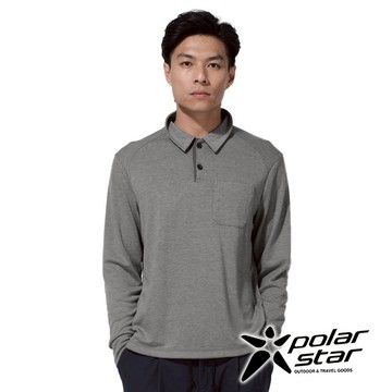 【PolarStar】男吸排長袖POLO衫『暗灰』P23211 戶外 露營 登山 健行 休閒 保暖 時尚 POLO衫 長袖