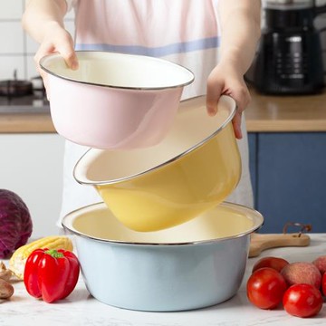 日式搪瓷盆洗菜盆大號馬卡龍色廚房和面盆活面家用高級食品級揉面