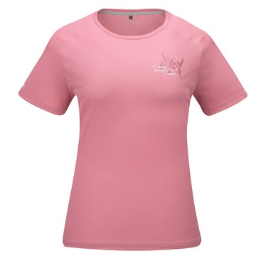 ATUNAS 女款POLARTEC POWER DRY吸濕排汗透氣快乾短袖T恤A1TS2504W杏桃粉/銀離子抑菌除臭短T/大尺碼