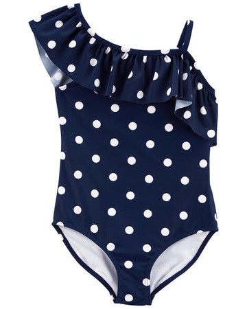 Kid Ruffled Shoulder 1-Piece Swimsuit