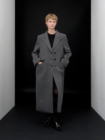 Libra tailored single breasted wool coat [Melange Grey]