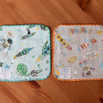 【Yourtableware】日本 Coco Walk 太空 純棉小方巾 口水巾 兒童手帕