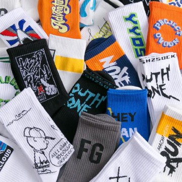 5雙裝襪子男長襪中筒女ins潮流純棉春秋季運動男款長筒街頭滑板