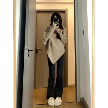 不規則高領毛衣女秋冬2026新款顯瘦高級感軟糯針織上衣韓系慵懶風