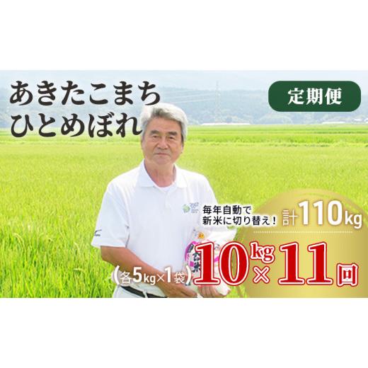 ふるさと納税 秋田県 にかほ市 〈定期便〉 あきたこまち＆ひとめぼれ 食べ比べ 白米 10kg（各5kg）×11回 計110kg 11ヶ月 令和5年 精米 土づくり実証米 毎年11…