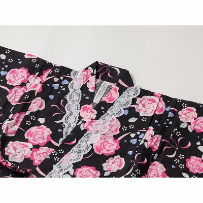 浴衣ドレス バラ リボン柄 M~L 地雷 地雷系 ドレス浴衣 黒×青 バラの通販 by MAITANIN's shop｜ラクマ
