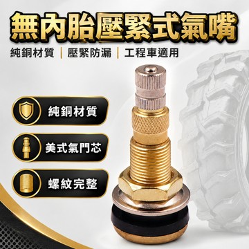 【台灣出貨】農用車/裝載機/壓路機適用｜無內胎氣嘴｜全銅壓緊式充氣嘴｜真空胎氣嘴 ｜免內胎氣嘴頭｜充氣嘴氣門嘴