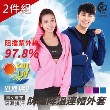 買1送1【MI MI LEO】高透氣抗UV連帽防曬外套2件組-型錄