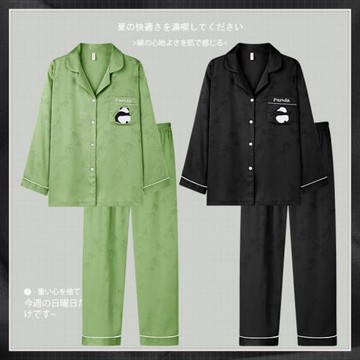 Se7enの情侶睡衣春秋季冰絲長袖2025年新款一男一女可外穿家居服