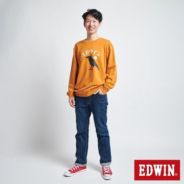 EDWIN 男女裝 東京散策系列 烏鴉朋友長袖T恤 (黃褐色)