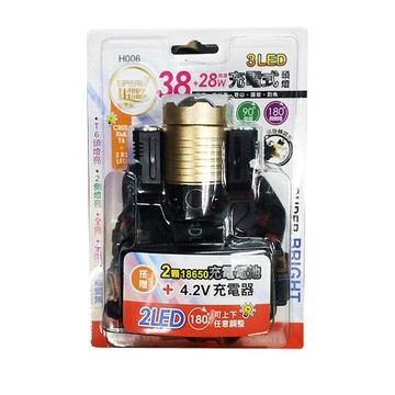 快樂家 H006 38+28W充電式LED頭燈 伸縮變焦