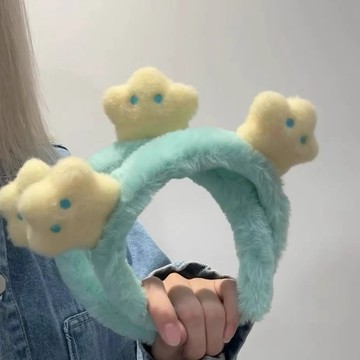 可愛髮箍🎀 可愛星星發箍卡通毛絨洗臉頭箍甜美少女心月亮發夾發繩發卡頭發飾