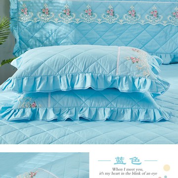 純棉夾棉48x74cm枕套一對裝100全棉加厚蕾絲邊單人純色枕皮枕頭套