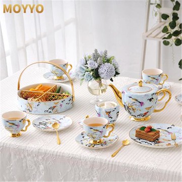 粉墨金雀骨瓷圓型水果盤