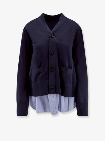 Cotton cardigan with mesh inserts - SACAI - gender_Woman