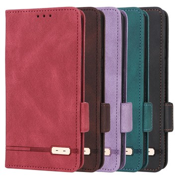 日本書本式防摔殼 適用MOTO 摩托羅拉EDGE30素面手機套翻蓋多卡槽五金磁吸扣復古商務對吸皮套