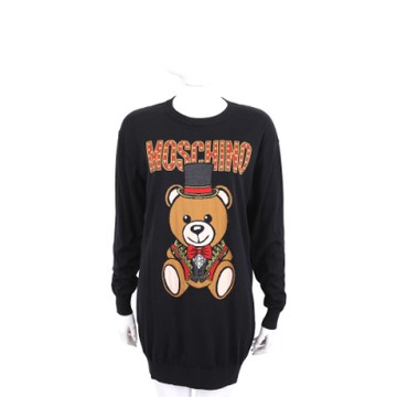MOSCHINO 馬戲團泰迪熊黑色針織洋裝